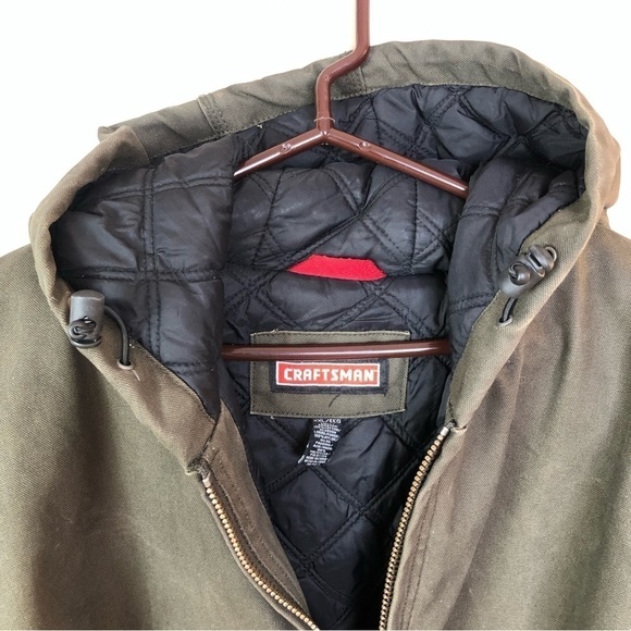 Craftsman gray green chore coat hood quilted lining XXL - Picture 6 of 15